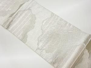 リサイクル　雲に横縞・菱模様織出し袋帯